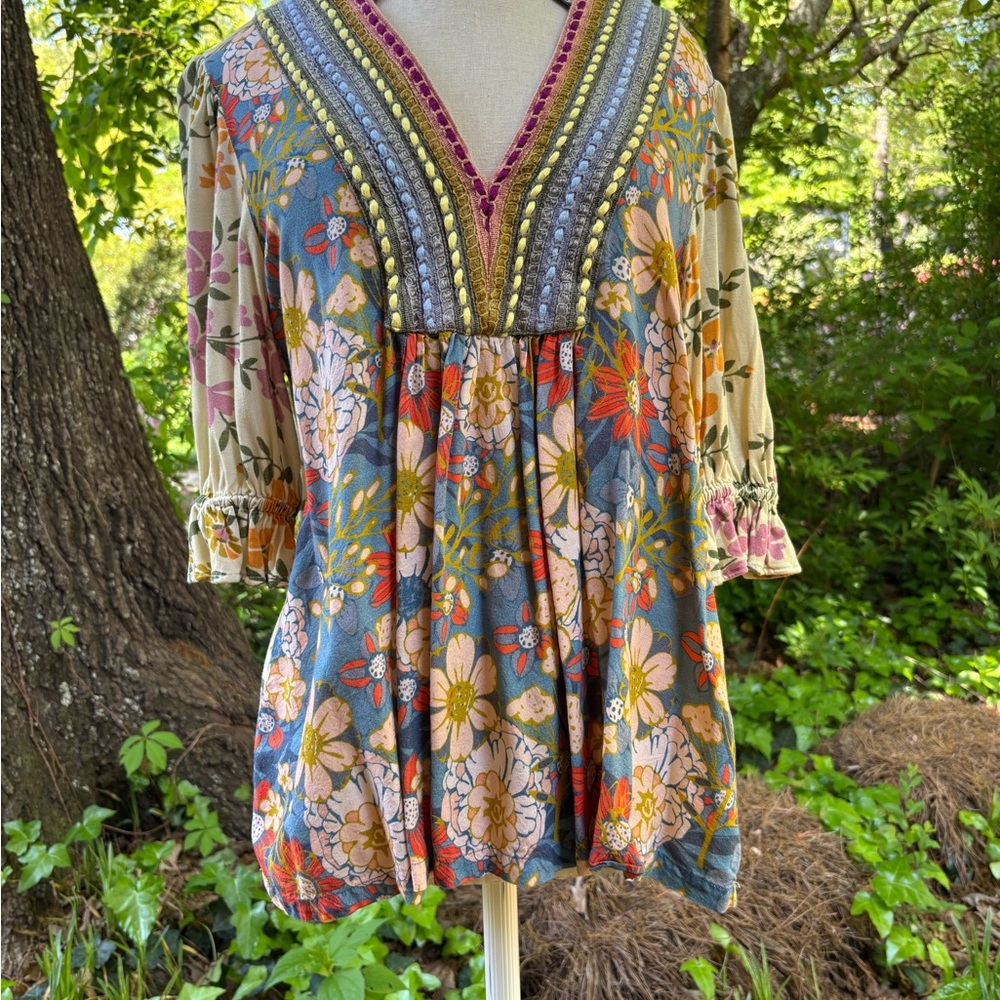 Floral V-Neck Boho Top